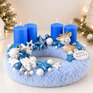 Világoskék adventi asztaldísz – Téli mesevilág